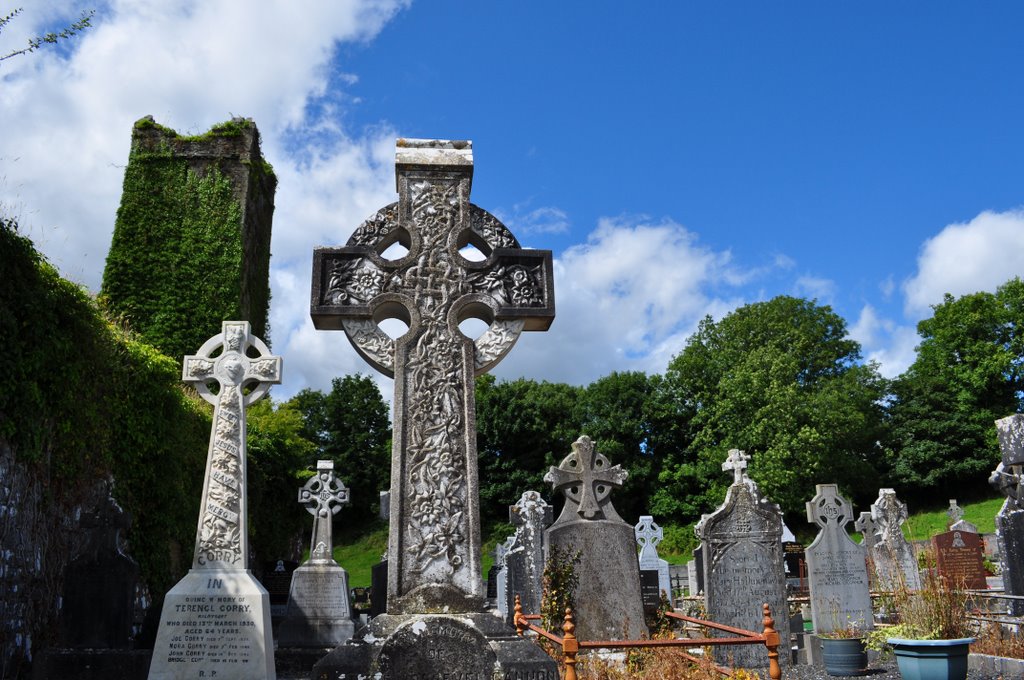 Celtic cross in cemetery
