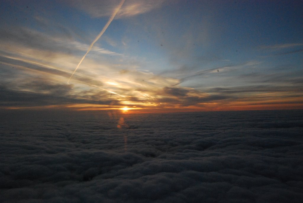 Sunrise at c25,000 feet, Irish east coast