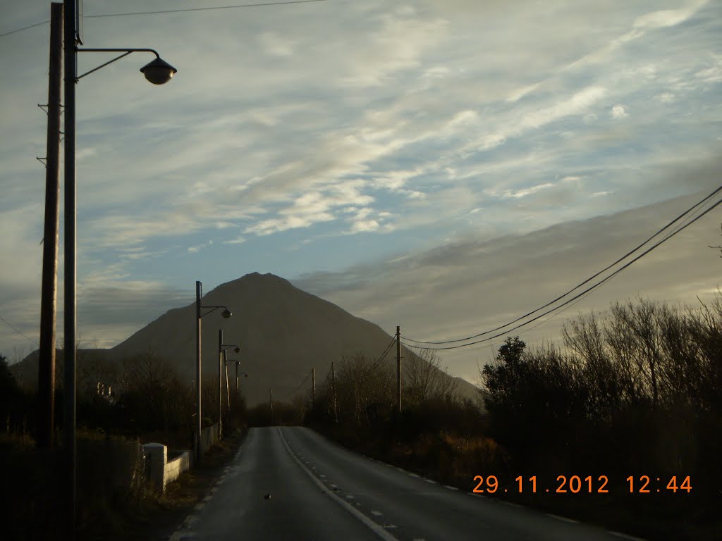 Errigal Mountain on a cloudy, overcast day.